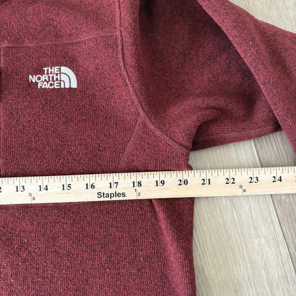 The North Face Mens 1/4 Quarter Zip Textured Long Sleeve Fleece Red Size Medium